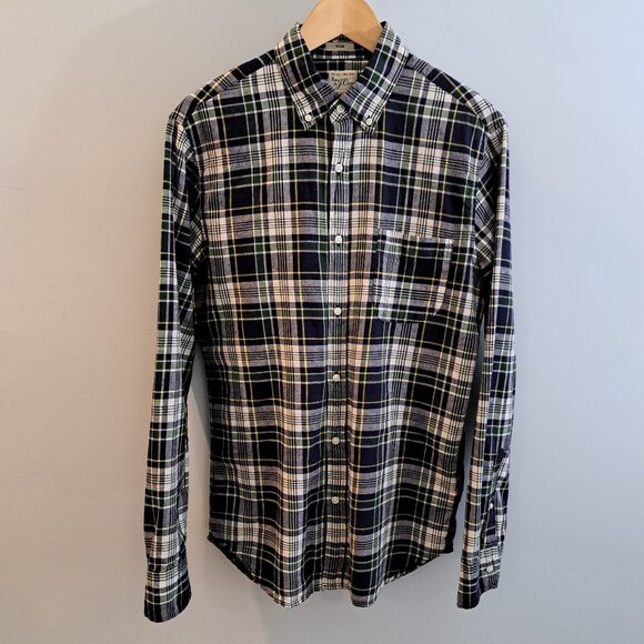 J. Crew Men's Medium Slim Fit Indian Madras Long Sleeve Plaid Shirt Style #AM673 - Picture 2 of 14